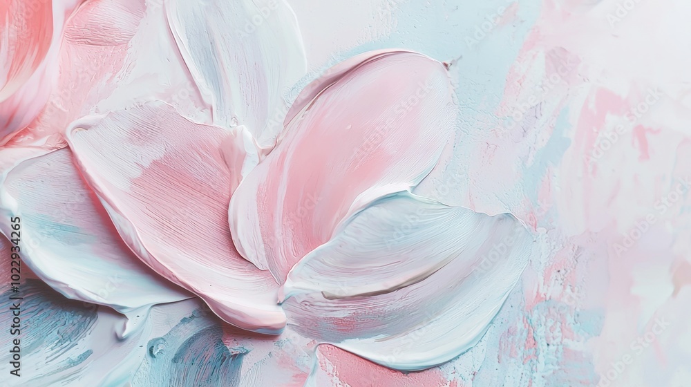 Poster thick paint strokes in pink, white, and blue create a vibrant and modern abstract background with bo
