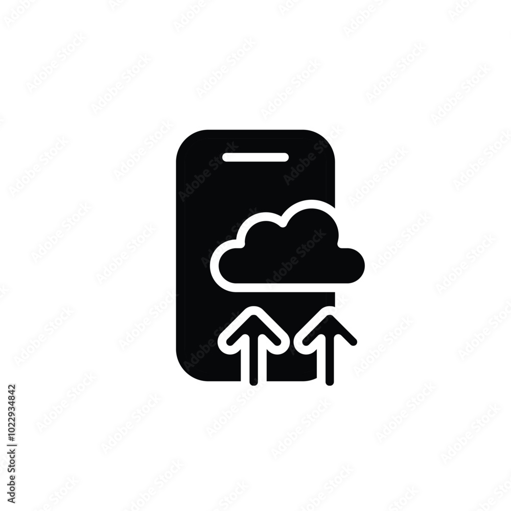 Poster mobile cloud storage app solid icon vector design good for web or mobile app