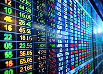 Modern Digital Stock Ticker Displaying Financial Market Data and Real-Time Price Movements