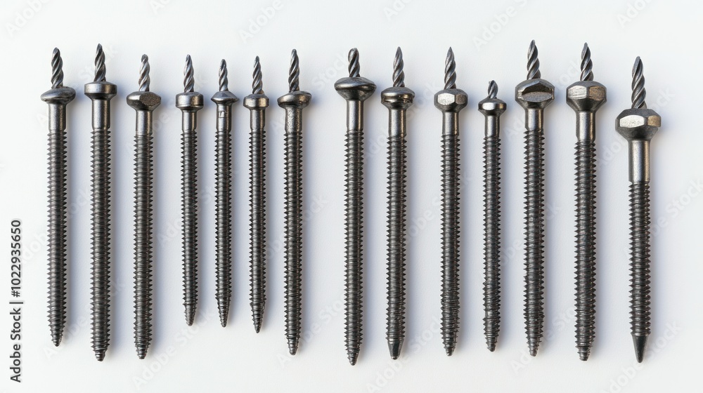 Aufkleber Assortment of Metal Screw-Like Drill Bits with Sharp Points
