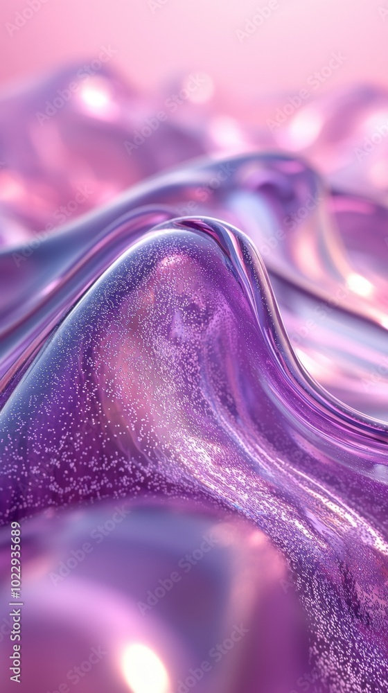 Poster purple liquid bubbles and forms shapes on the surface, creating a vibrant display with a modern touc