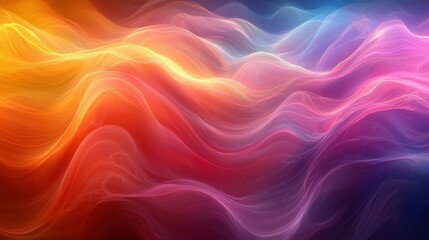 Obraz premium Colorful flowing waves create a vibrant, dynamic background with a mesmerizing pattern. Perfect for social media, branding, and marketing projects