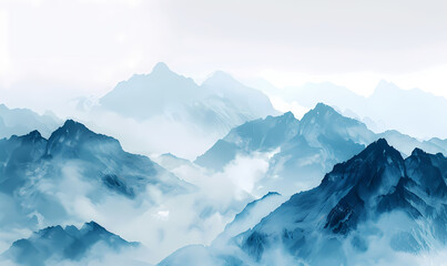 Chinese style, mountains, art, layers, illustration, background