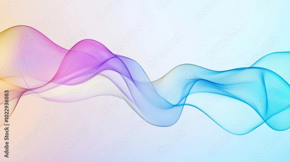 Poster colorful abstract wavy lines flowing across the frame creating a sense of movement and energy, ideal