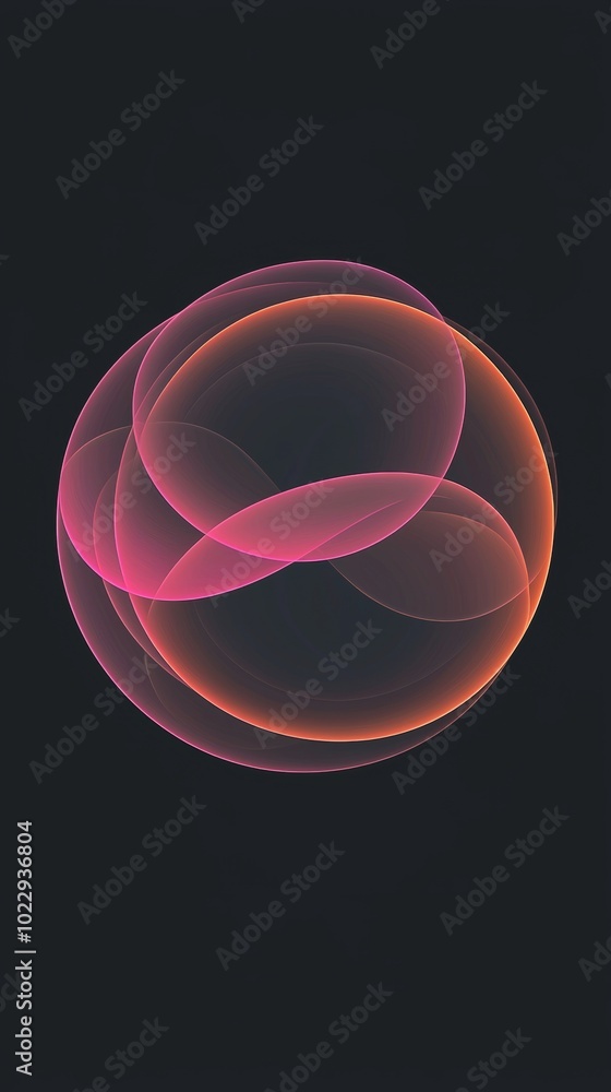 Poster colorful shapes intertwine on a dark background, creating a dynamic and modern art piece with vibran