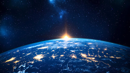 Obraz premium Earth rising in the vast cosmos