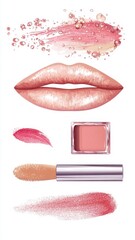Obraz premium Beige nude and pink,red tone lipstick make up isolated on a studio background,natural Liquid lipsticks,makeup cosmetic lips, product mockup for beauty fashion business,sale,swatch color,template.