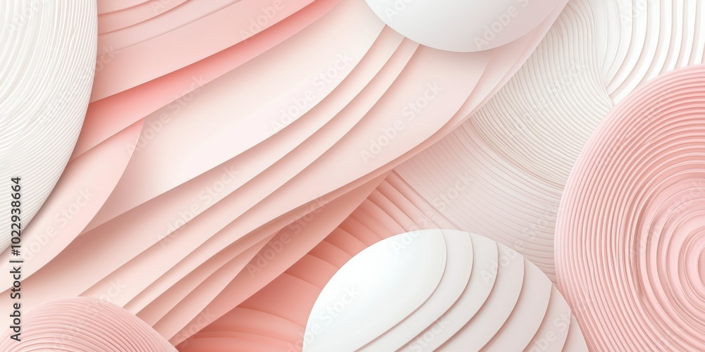 Poster modern and minimalist abstract background design featuring smooth flowing lines, curves and round sh