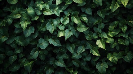 A dense wall of green ivy leaves, captured in high resolution for an enchanting and realistic wallpaper