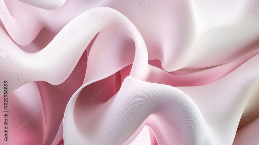 Poster smooth and delicate pink and white satin fabric flowing creating a beautiful and sensual background 