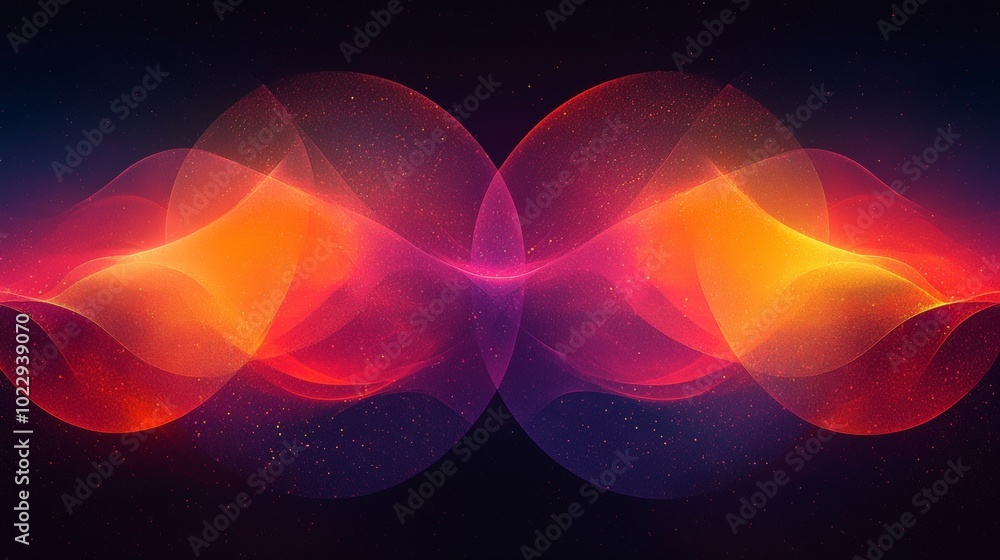 Poster abstract orange and red waves are flowing on dark background, creating a beautiful and dynamic desig