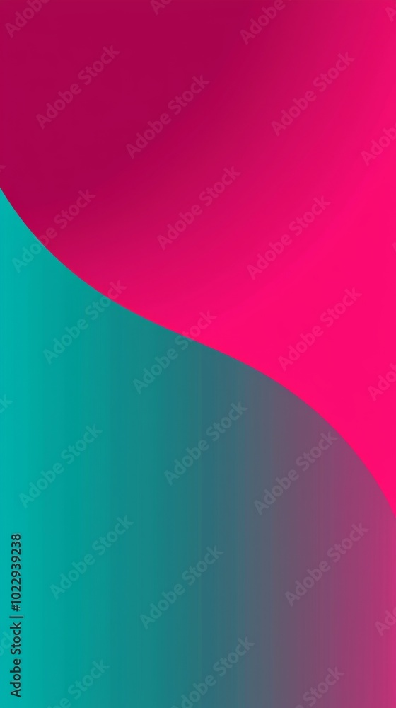 Poster gradient is blending two bright colors, pink and turquoise, and creating a smooth wave shape. backgr
