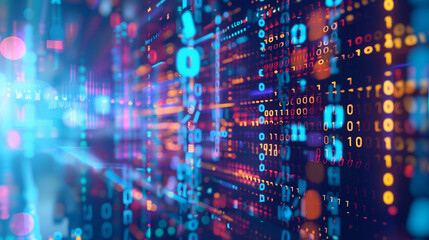 Obraz premium Abstract Digital Connections Concept Art Featuring Blockchain Technology and Data Interactions. Illustration of Secure, Encrypted Information Exchange in a Modern Networked Environment.