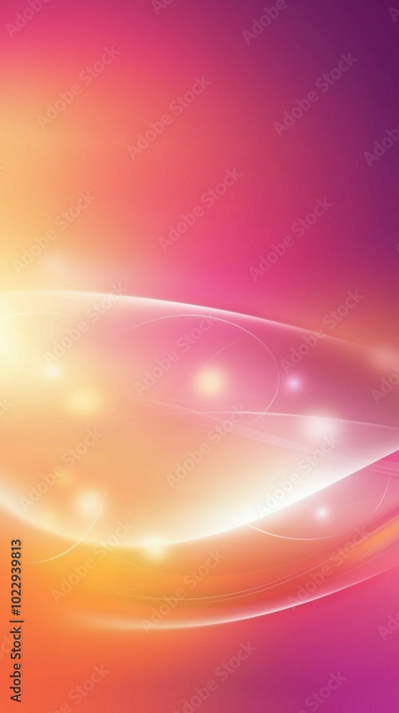 Poster glowing white abstract wave is flowing across a colorful gradient background, creating a sense of en