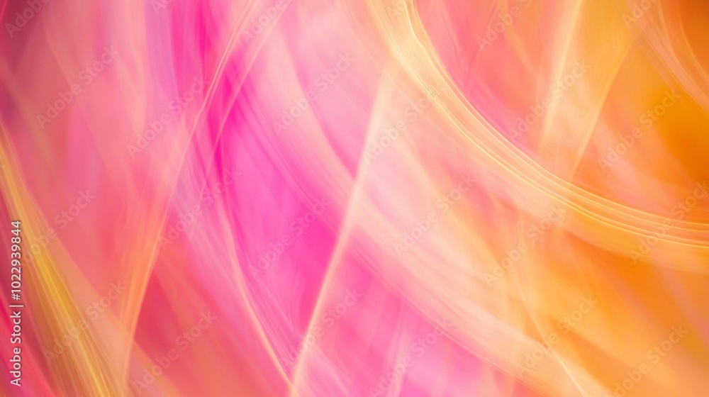 Poster blending soft pink and vibrant orange lines in a mesmerizing dance, creating a dreamy and delicate a