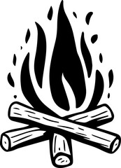 Woodcut Campfire Hand-drawn Illustration
