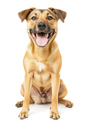 Obraz premium Friendly Dog Sitting with Its Tongue Out, Radiating Joy and Playfulness