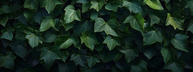A dense wall of green ivy leaves, captured in high resolution for an enchanting and realistic wallpaper