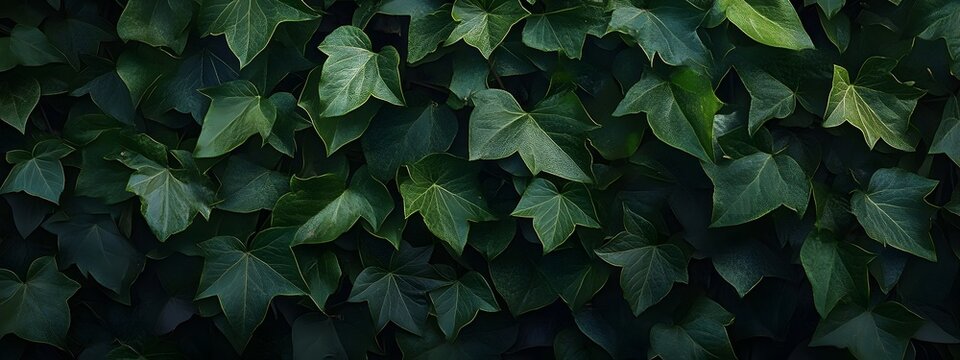A dense wall of green ivy leaves, captured in high resolution for an enchanting and realistic wallpaper