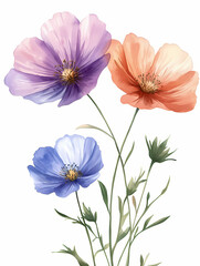 Fototapeta premium watercolor floral bouquet isolated on a white background 