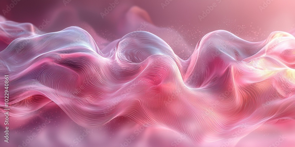 Poster mesmerizing pink digital waves float chaotically, creating a stunning abstract background. dynamic, 