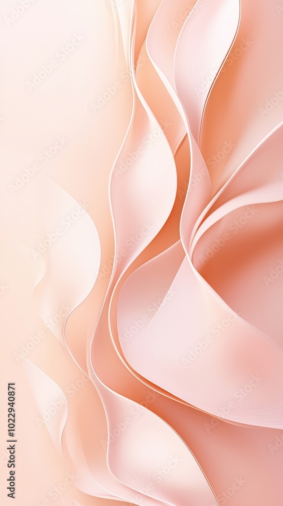 Poster pastel pink abstract background with smooth shapes creating a wavy pattern, ideal for a wide range o