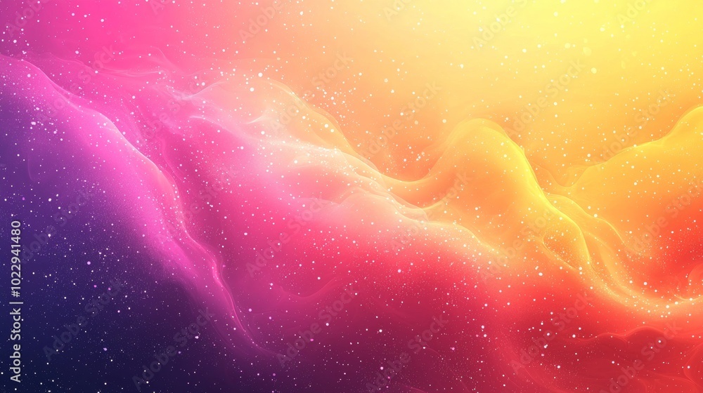 Poster abstract background of colorful waves flowing in space with stars, perfect for any project needing a