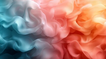 Fototapeta premium Smooth elegant chiffon fabric forming an abstract background with flowing folds of textile. Gradient color effect is used, transitioning from blue to red