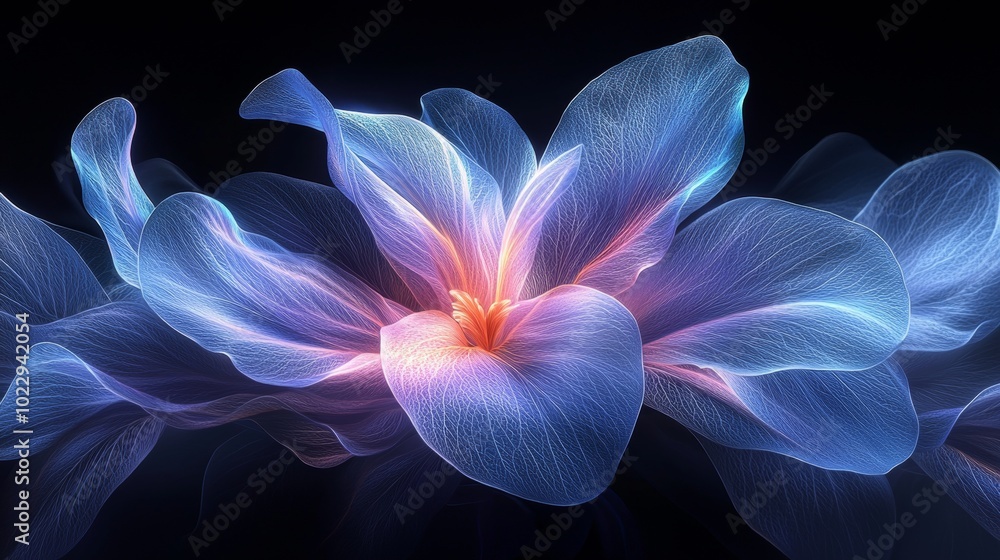 Aufkleber glowing abstract flower blooms with vibrant colors against a soft background, evoking magic and fant