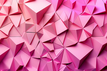 Fototapeta premium Backdrop with contemporary abstract design featuring layered pink triangles and geometric shapes. Modern geometry background. front view. Digital 3D render. wallpaper with texture.
