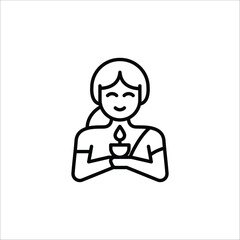 Woman holding diya icon. Simple woman holding diya icon for social media, app, and web design. Vector illustration