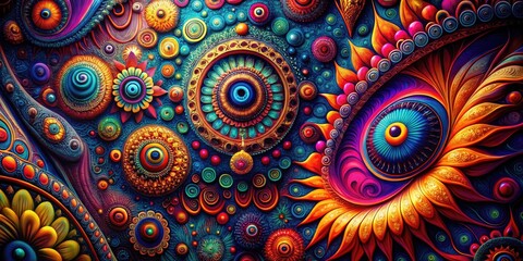 Mysterious Dark Trippy Patterns in Psychedelic Colors for Abstract Art and Creative Projects