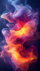 Fototapeta premium Colorful abstract background resembling a nebula, with vibrant colors and ethereal wisps of energy flowing and swirling in the vast expanse of outer space