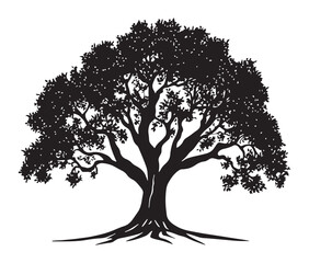 Silhouette tree, Outline tree illustration, Tree silhouette vector