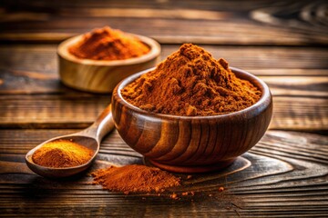 Natural Brown Powder Poured on Wooden Surface, Organic Ingredients for Cooking and Baking Purposes