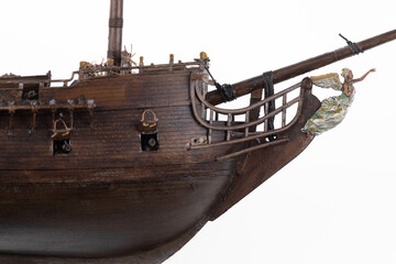 the bow of a pirate ship isolated on white background © serikbaib