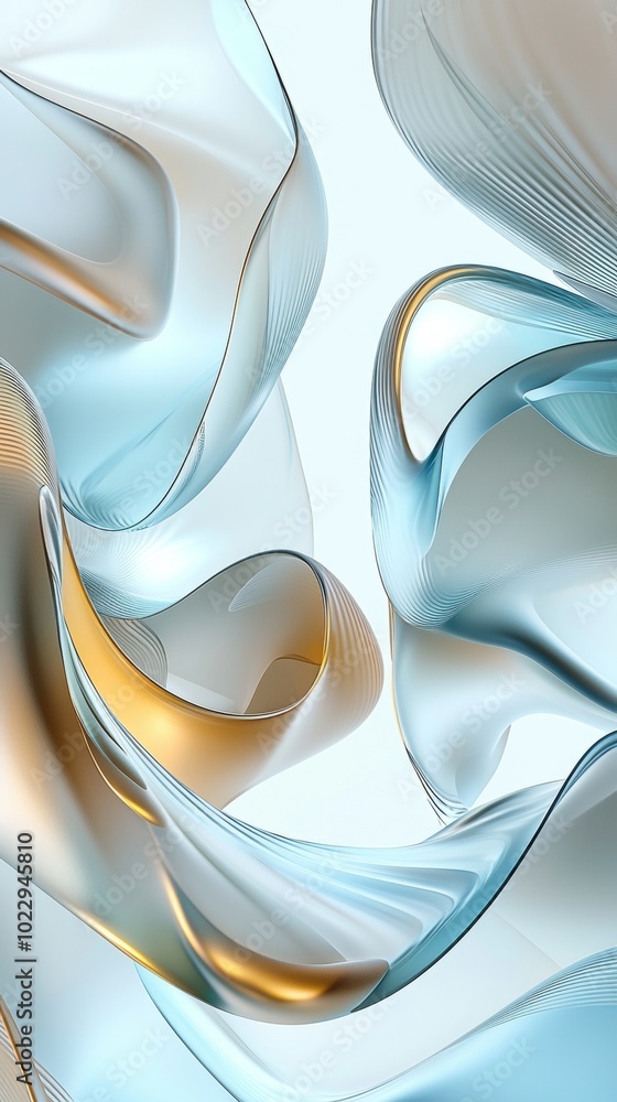 Poster abstract background with flowing shapes, featuring smooth curves and elegant lines, creating a sense