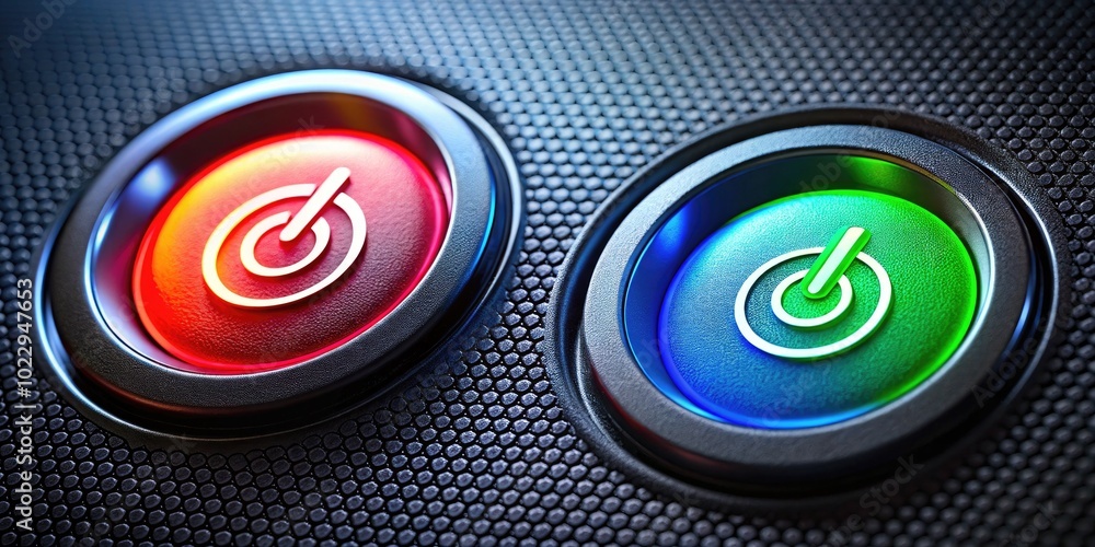 Poster on and off symbols representing power buttons in modern digital technology and user interface design