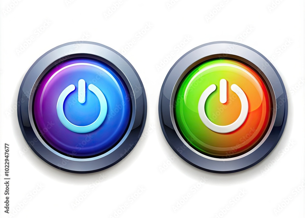 Poster on off on switch symbols - digital power button icons for technology and user interface design