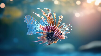 Colorful Lionfish Swimming in a Vibrant Ocean Scene