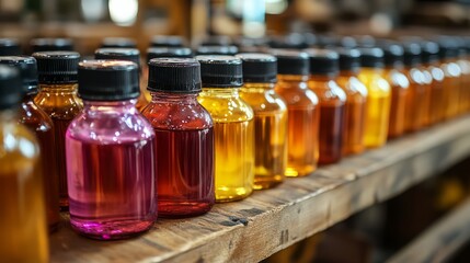 Macro shot of chemical preservatives and wood treatments. 