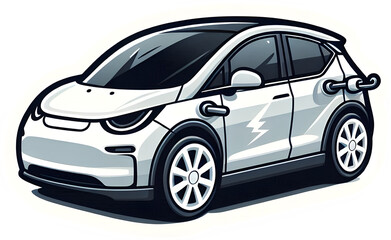 Modern electric car with charging cable illustration