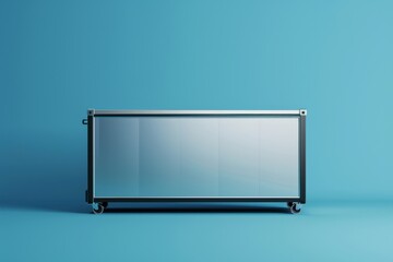 Modern mobile storage container on a vibrant blue background