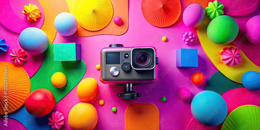 Aufkleber playful and colorful pink background with abstract shapes for creative and fun design projects