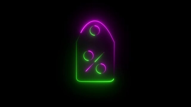 online shopping tag price animation. cash discount coupon for future use.  with neon discount icon
