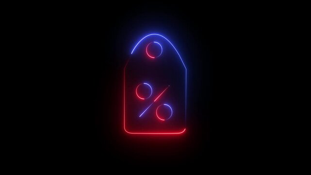 online shopping tag price animation. cash discount coupon for future use.  with purple and red neon discount icon