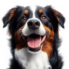 Fototapeta premium Happy Full-Size Dog on a White Background