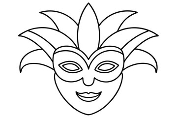 
Carnival mask icon, carnival mask line art vector illustration, mardi gras elements vector
