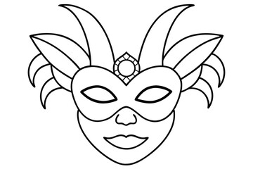 
Carnival mask icon, carnival mask line art vector illustration, mardi gras elements vector
