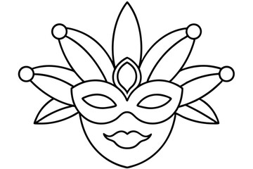 
Carnival mask icon, carnival mask line art vector illustration, mardi gras elements vector
